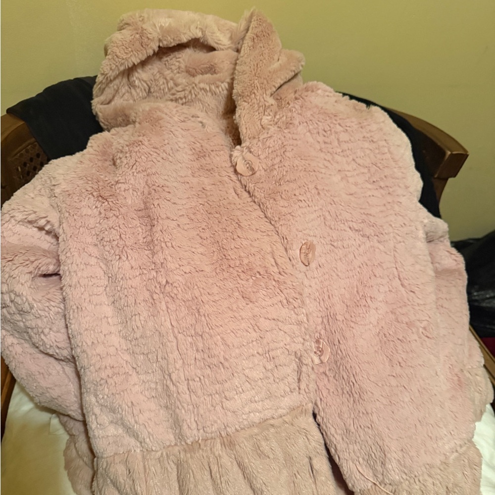 Girls soft pink coat with hood ** price drop